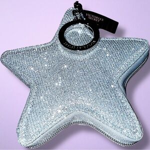 VICTORIA'S SECRET | Silver Star Keychain Bag Pouch NWT | Metallic Shimmer